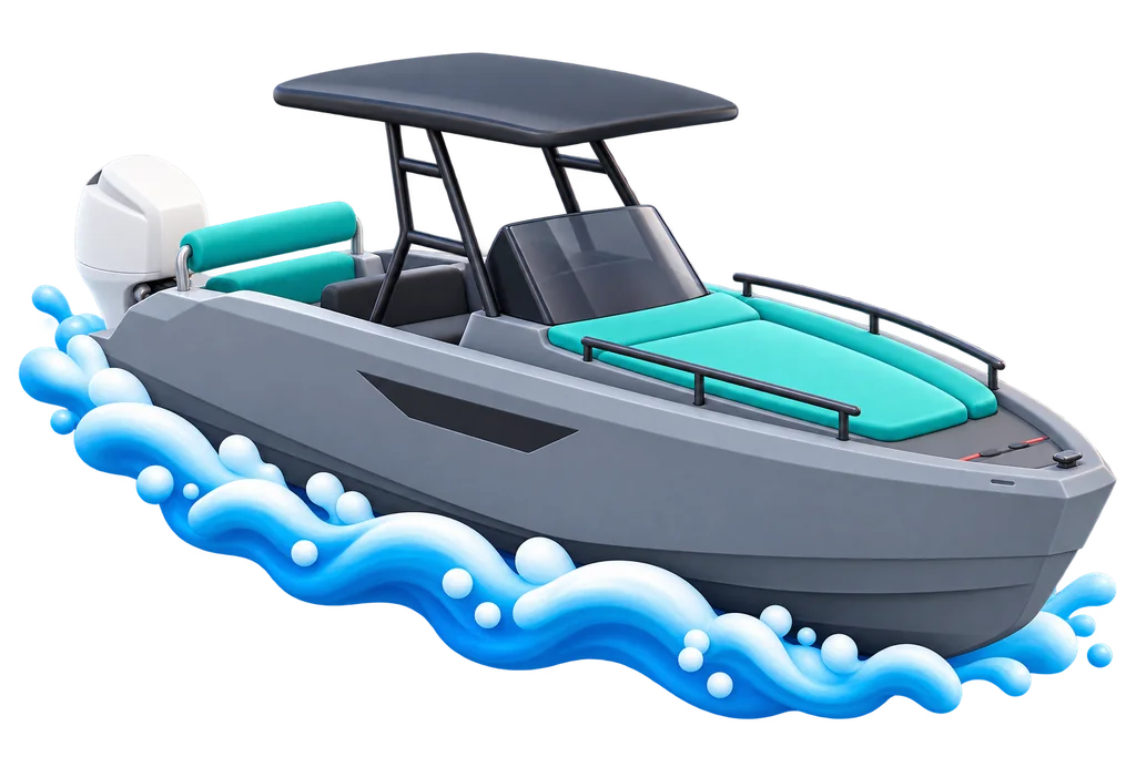 Dimensional Noordic motorboat illustration